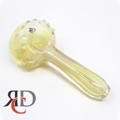 GLASS PIPE GOLD FUME CLEAR WITH ART ON HEAD GP3122 1CT